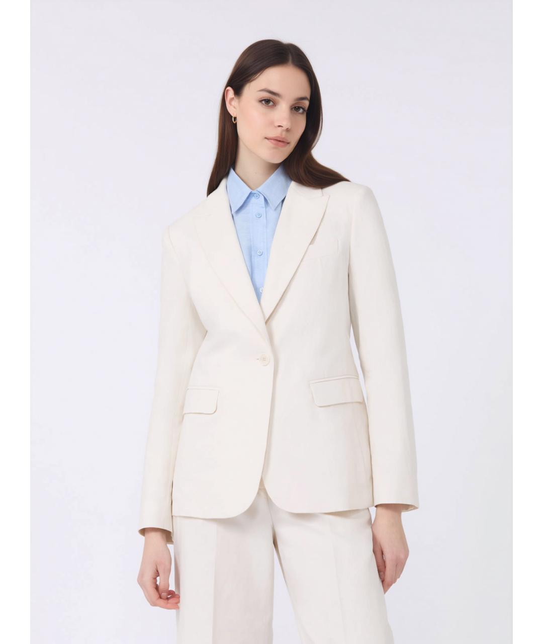 WEEKEND MAX MARA Белый хлопковый жакет/пиджак, фото 3