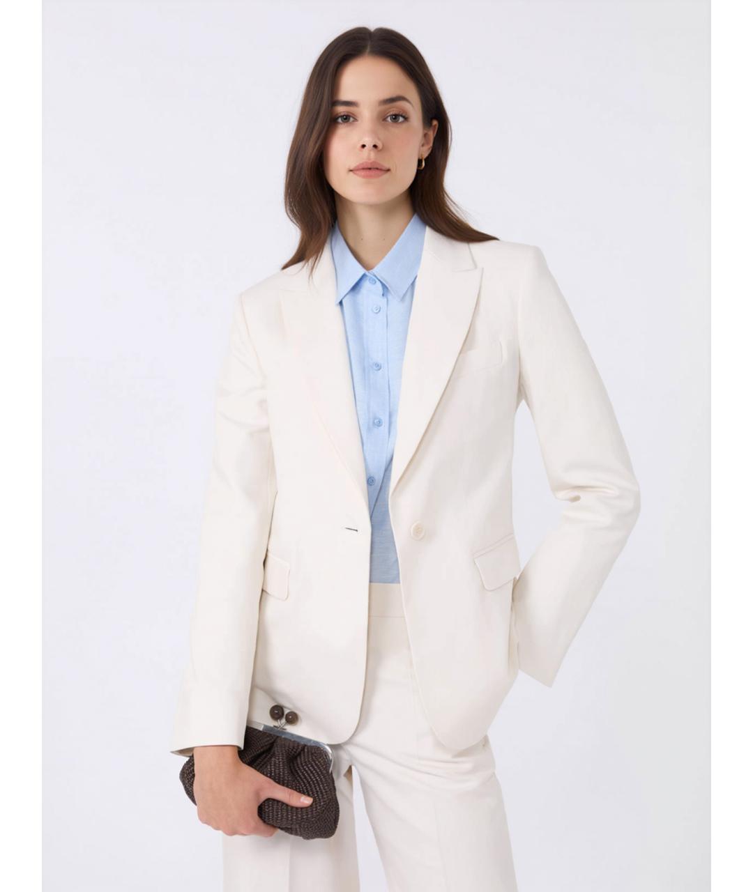 WEEKEND MAX MARA Белый хлопковый жакет/пиджак, фото 5