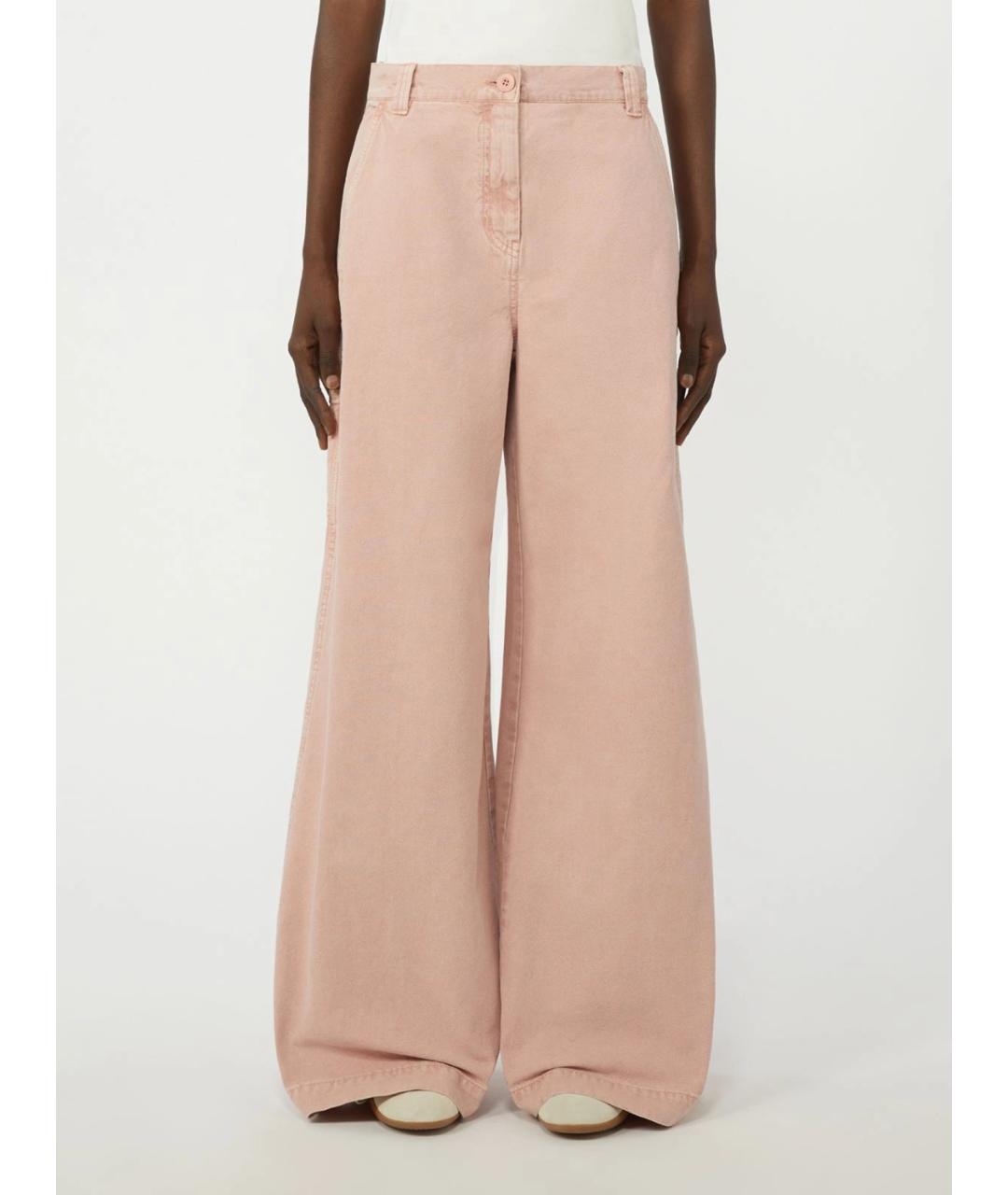WEEKEND MAX MARA Розовые хлопковые брюки широкие, фото 3