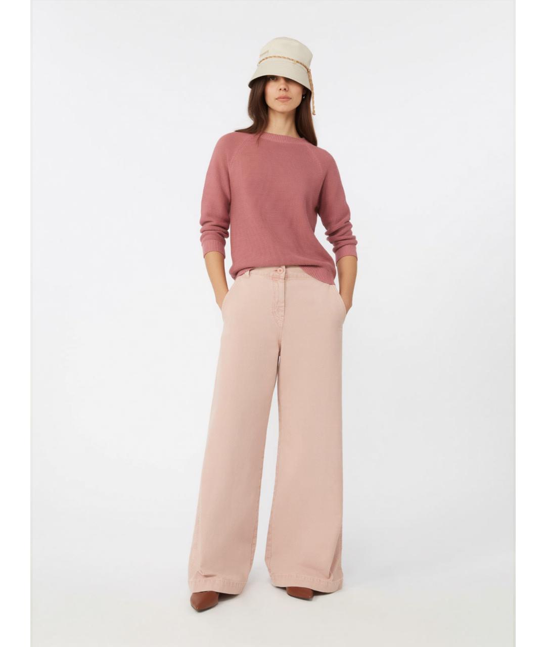 WEEKEND MAX MARA Розовые хлопковые брюки широкие, фото 2