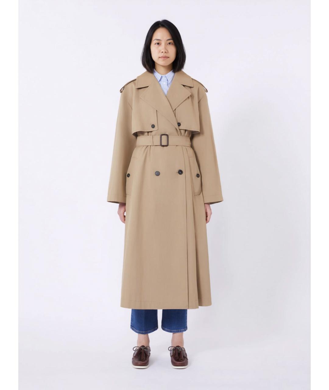 WEEKEND MAX MARA Бежевый хлопковый тренч/плащ, фото 2