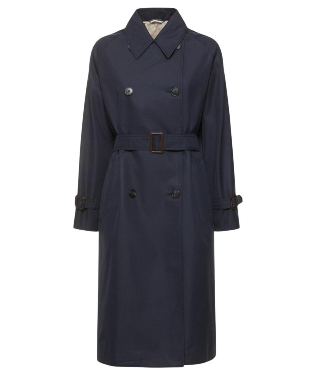 WEEKEND MAX MARA Темно-синий хлопковый тренч/плащ, фото 1