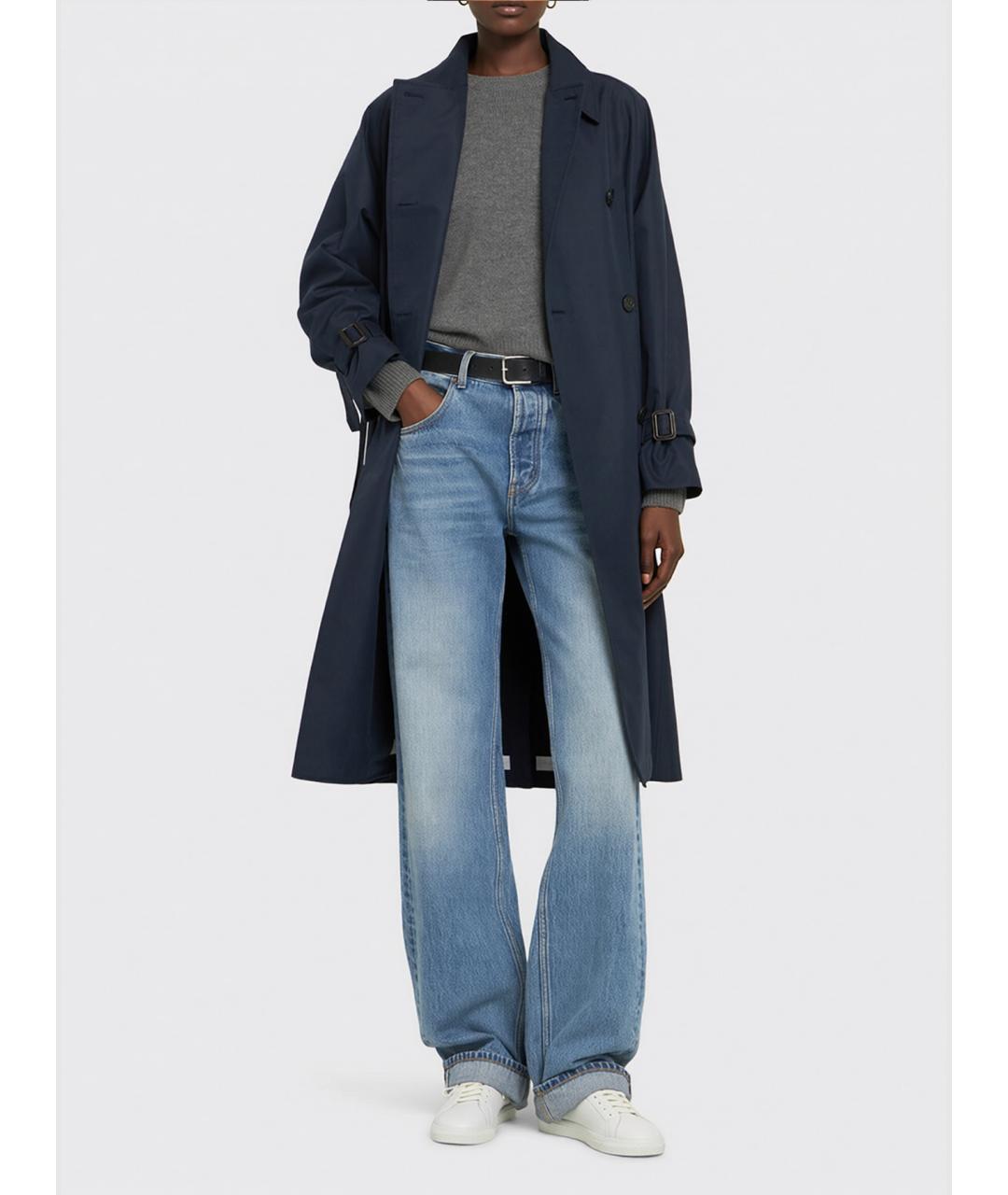 WEEKEND MAX MARA Темно-синий хлопковый тренч/плащ, фото 2