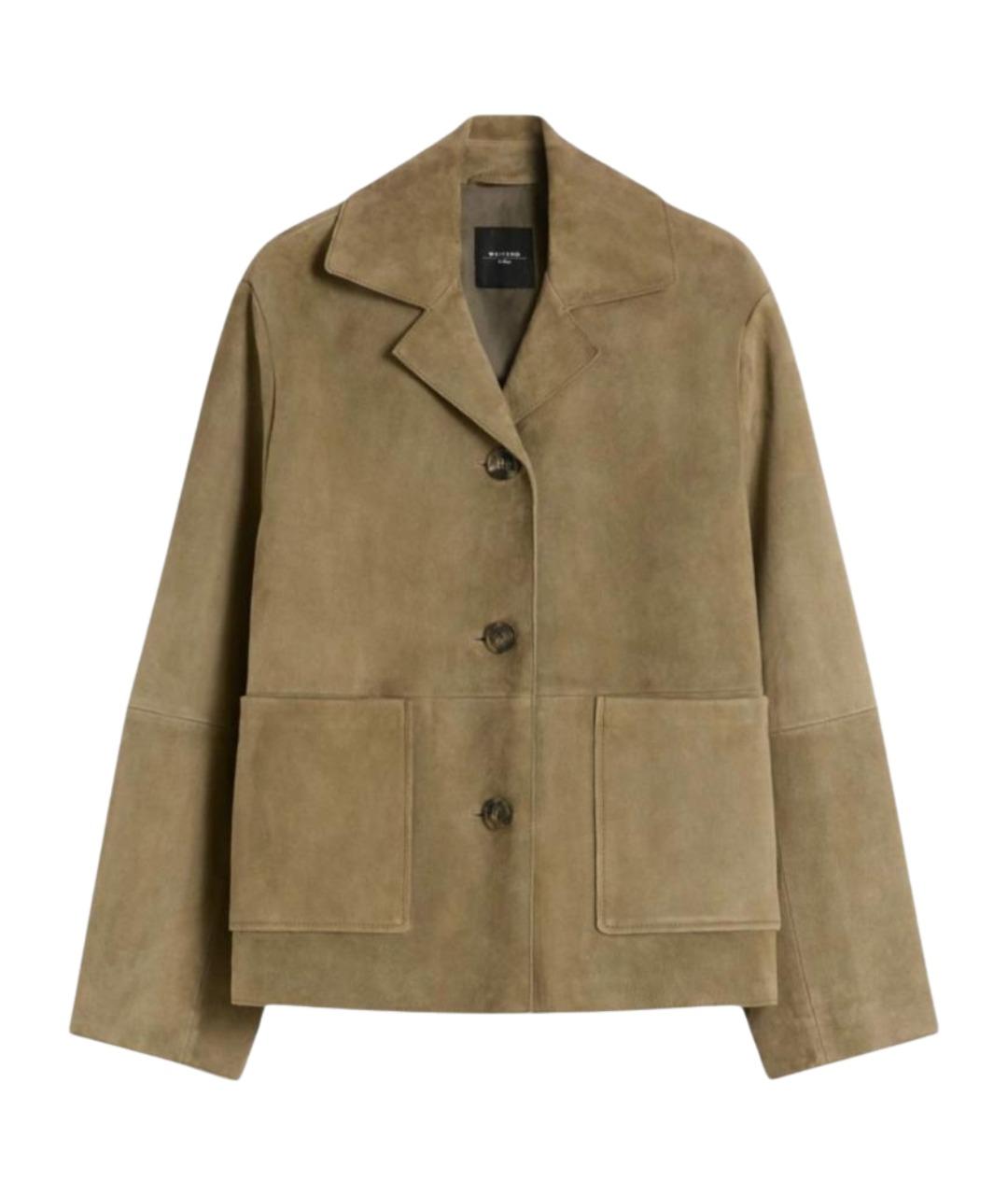 WEEKEND MAX MARA Бежевая кожаная куртка, фото 1