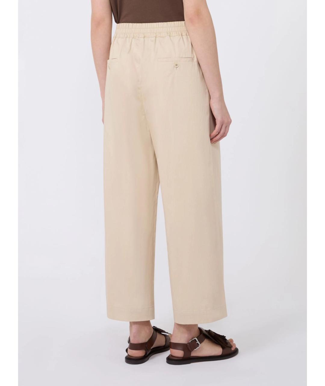 WEEKEND MAX MARA Бежевые хлопковые прямые брюки, фото 3