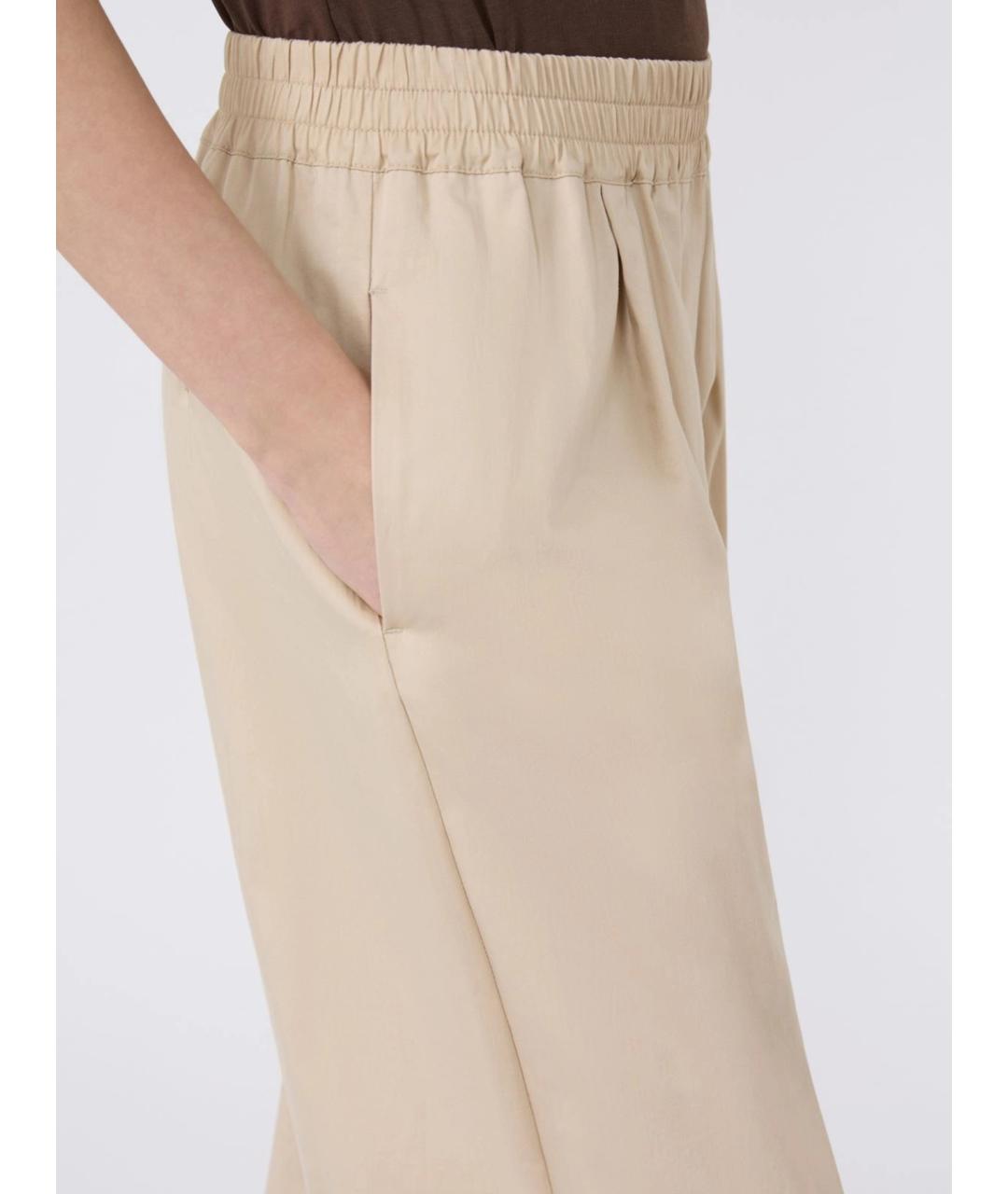 WEEKEND MAX MARA Бежевые хлопковые прямые брюки, фото 4