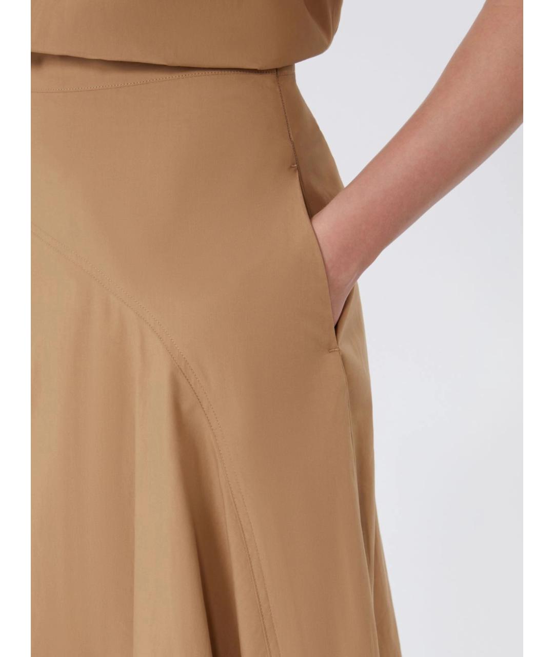WEEKEND MAX MARA Бежевая хлопковая юбка миди, фото 5