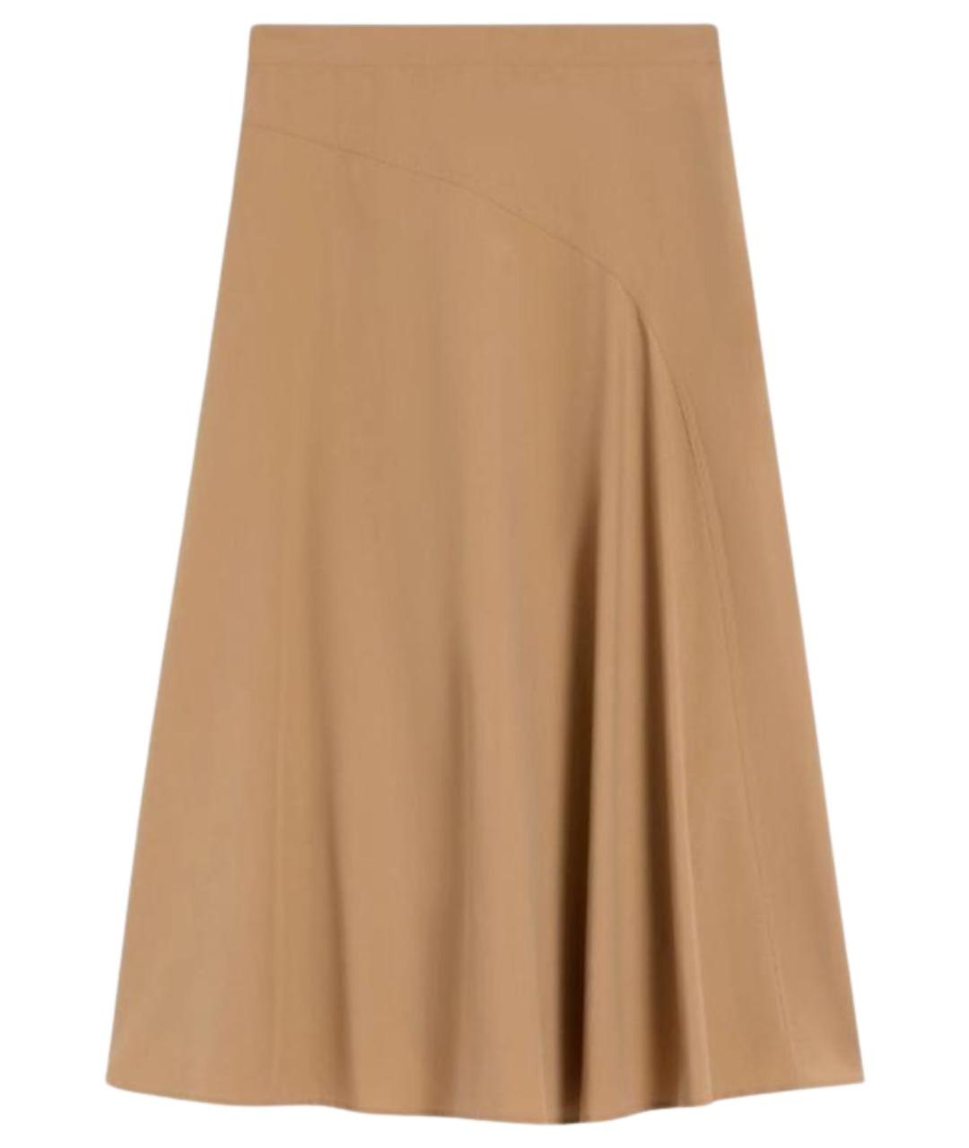 WEEKEND MAX MARA Бежевая хлопковая юбка миди, фото 1