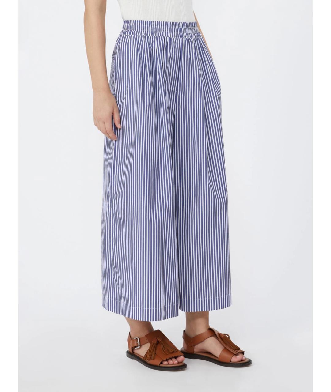 WEEKEND MAX MARA Синие хлопковые брюки широкие, фото 3