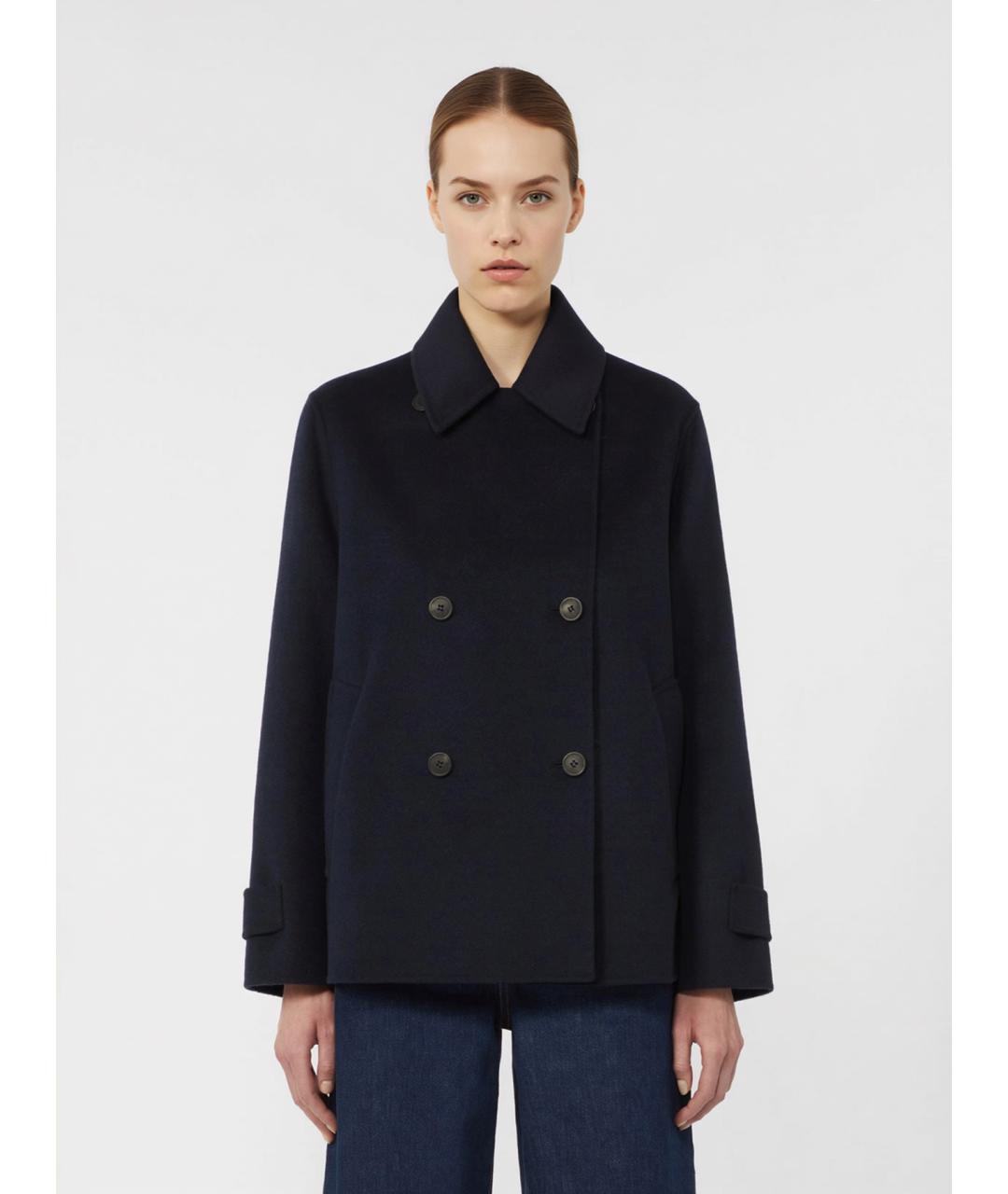 WEEKEND MAX MARA Темно-синее шерстяное пальто, фото 3