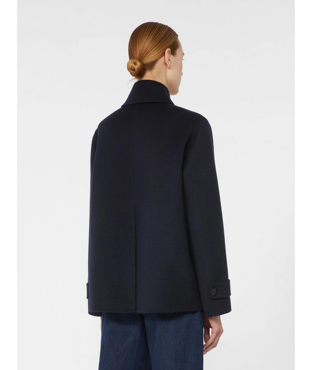 WEEKEND MAX MARA Темно-синее шерстяное пальто, фото 4