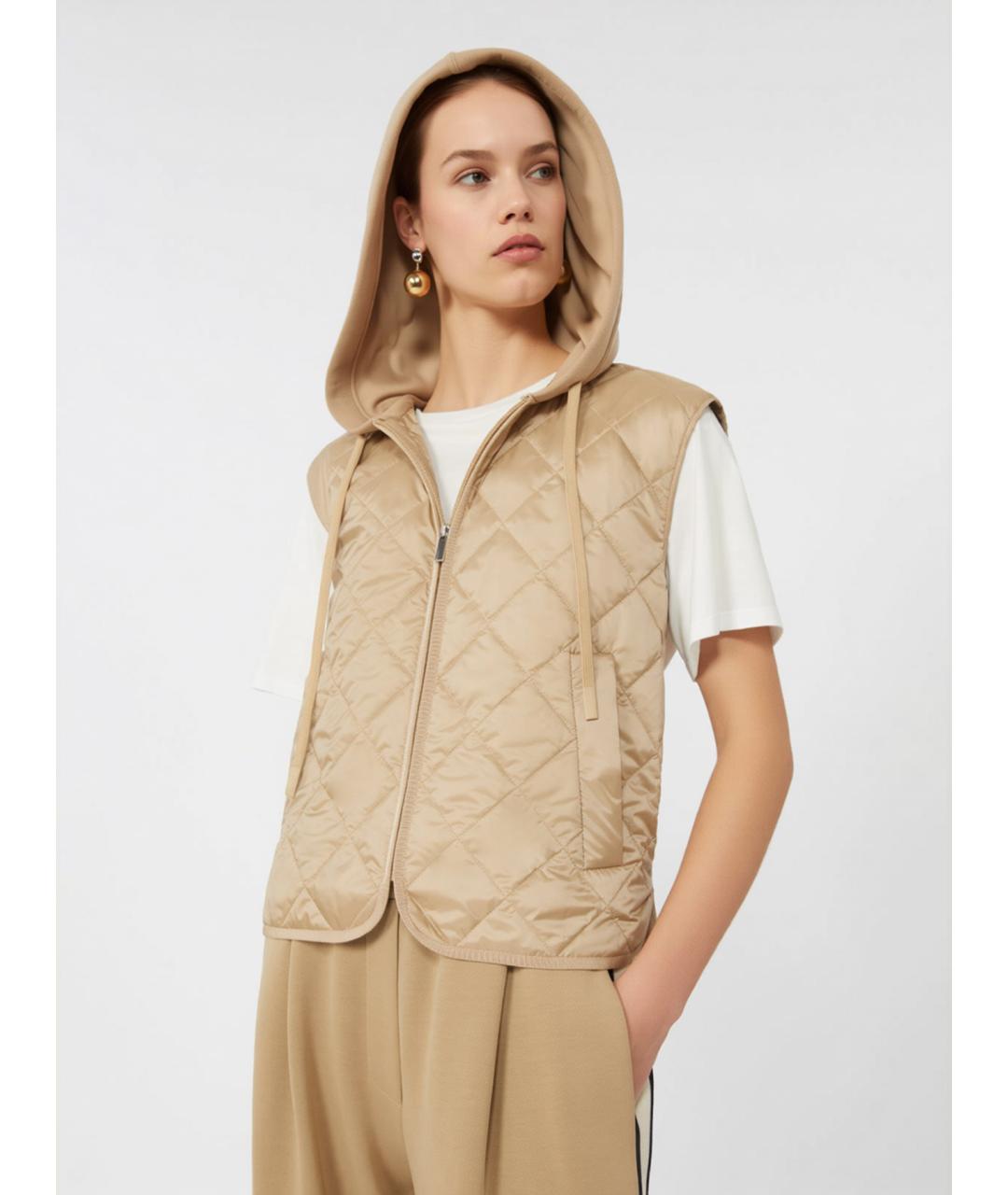 WEEKEND MAX MARA Бежевый полиэстеровый жилет, фото 5