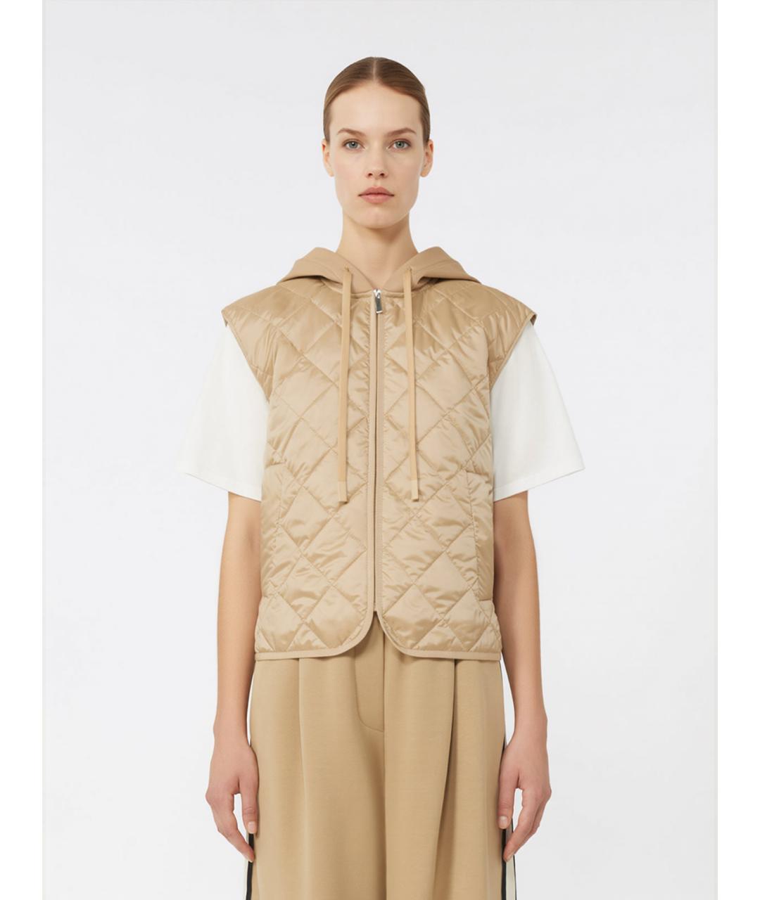 WEEKEND MAX MARA Бежевый полиэстеровый жилет, фото 3