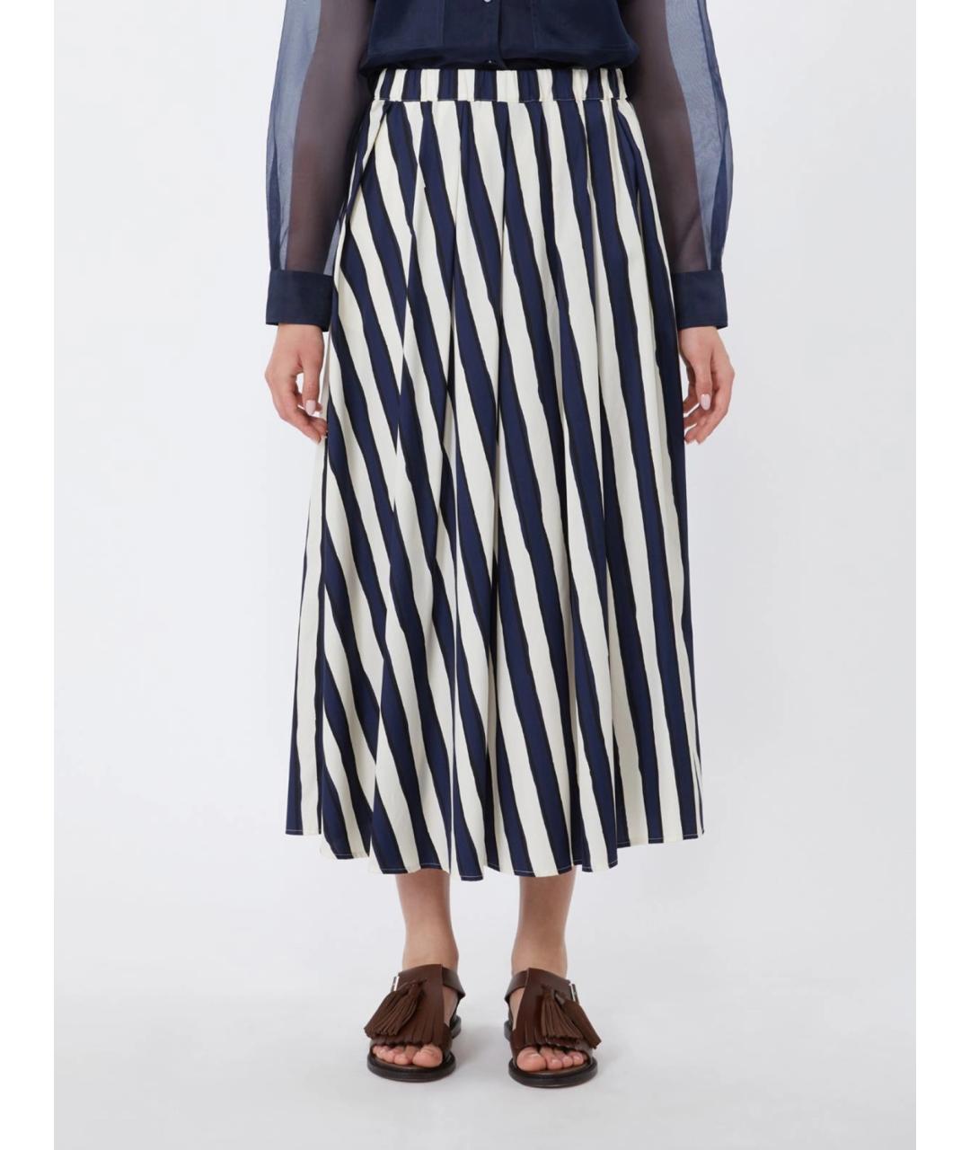 WEEKEND MAX MARA Синяя хлопковая юбка миди, фото 3