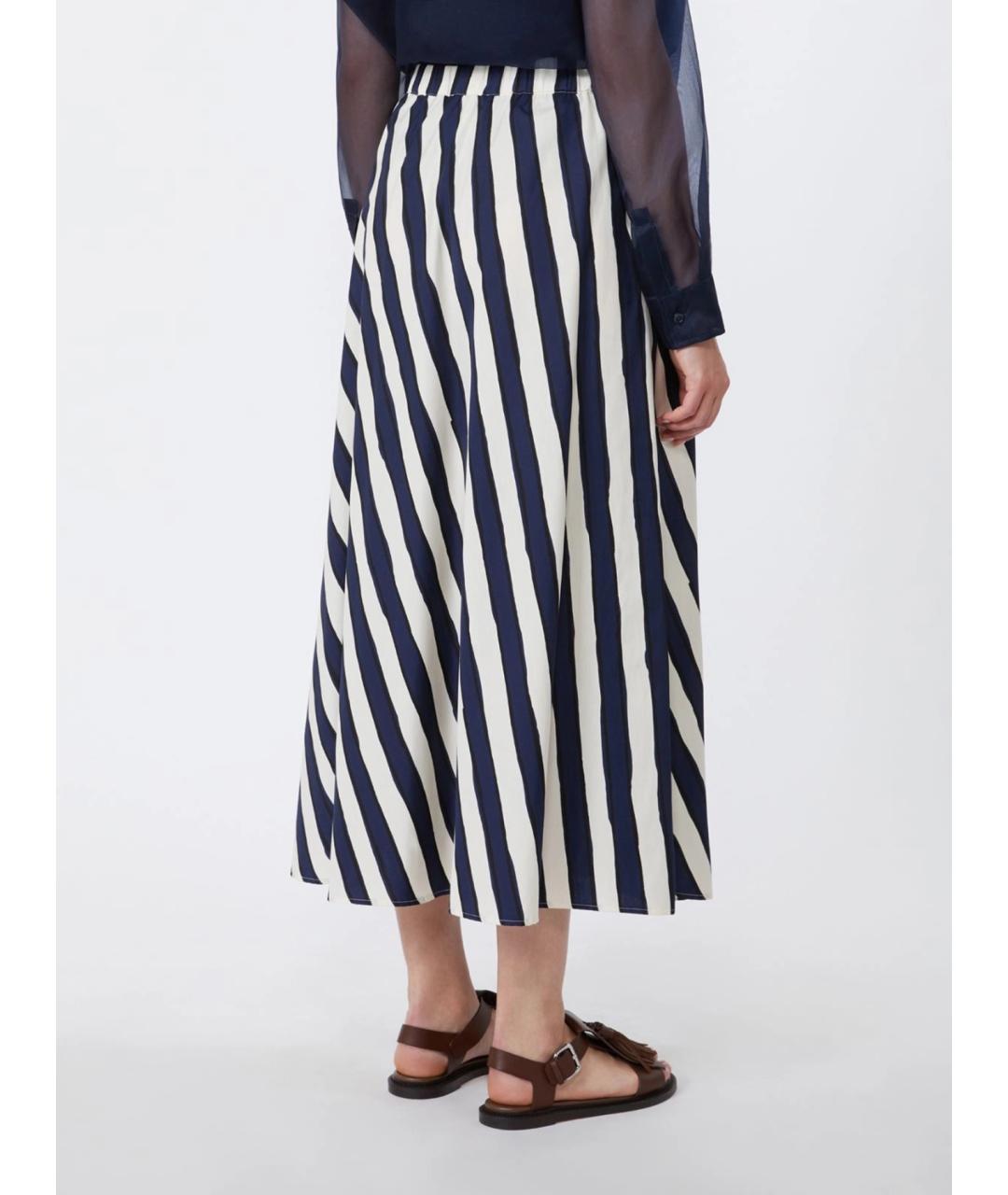 WEEKEND MAX MARA Синяя хлопковая юбка миди, фото 4