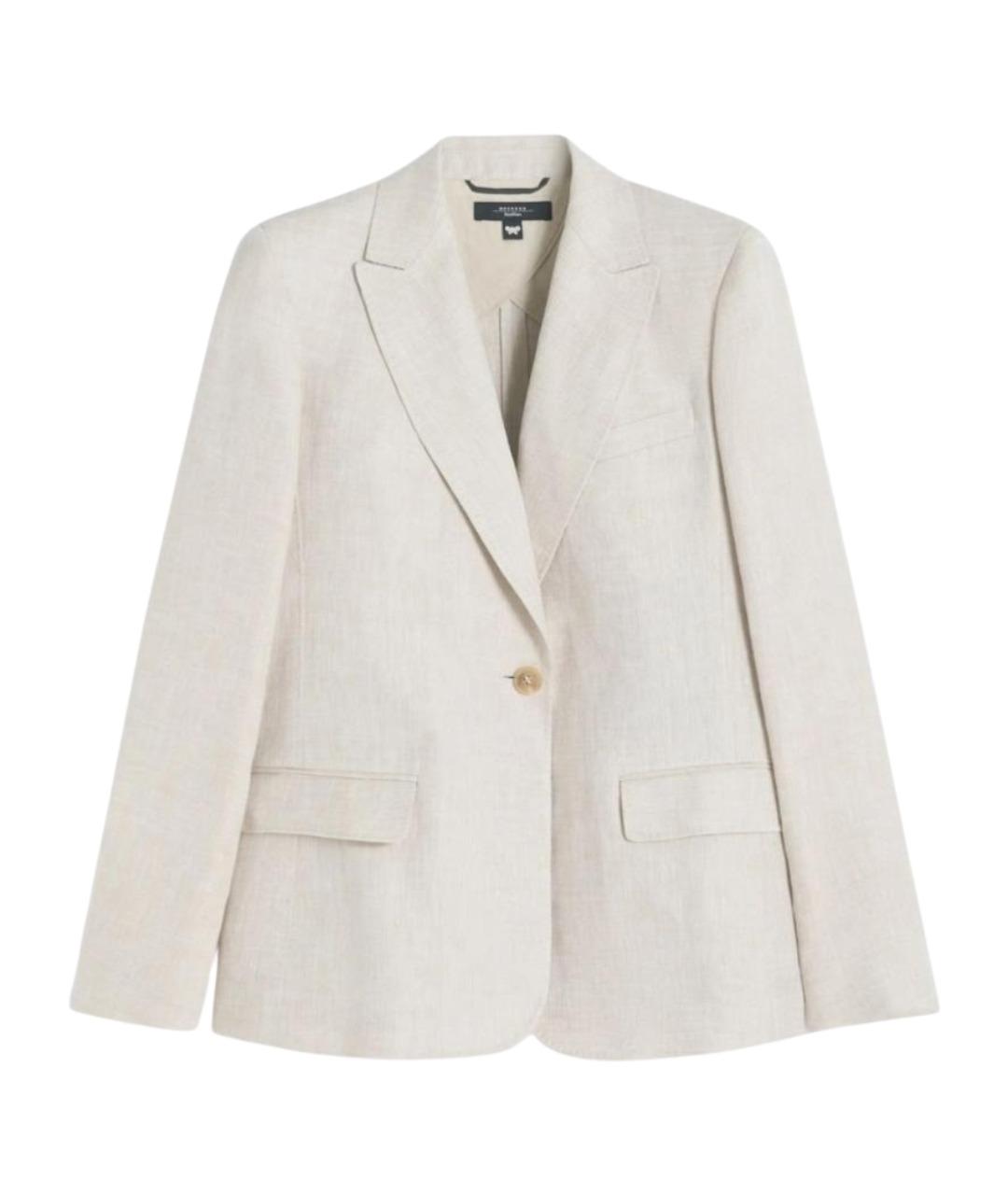WEEKEND MAX MARA Бежевый льняной жакет/пиджак, фото 1