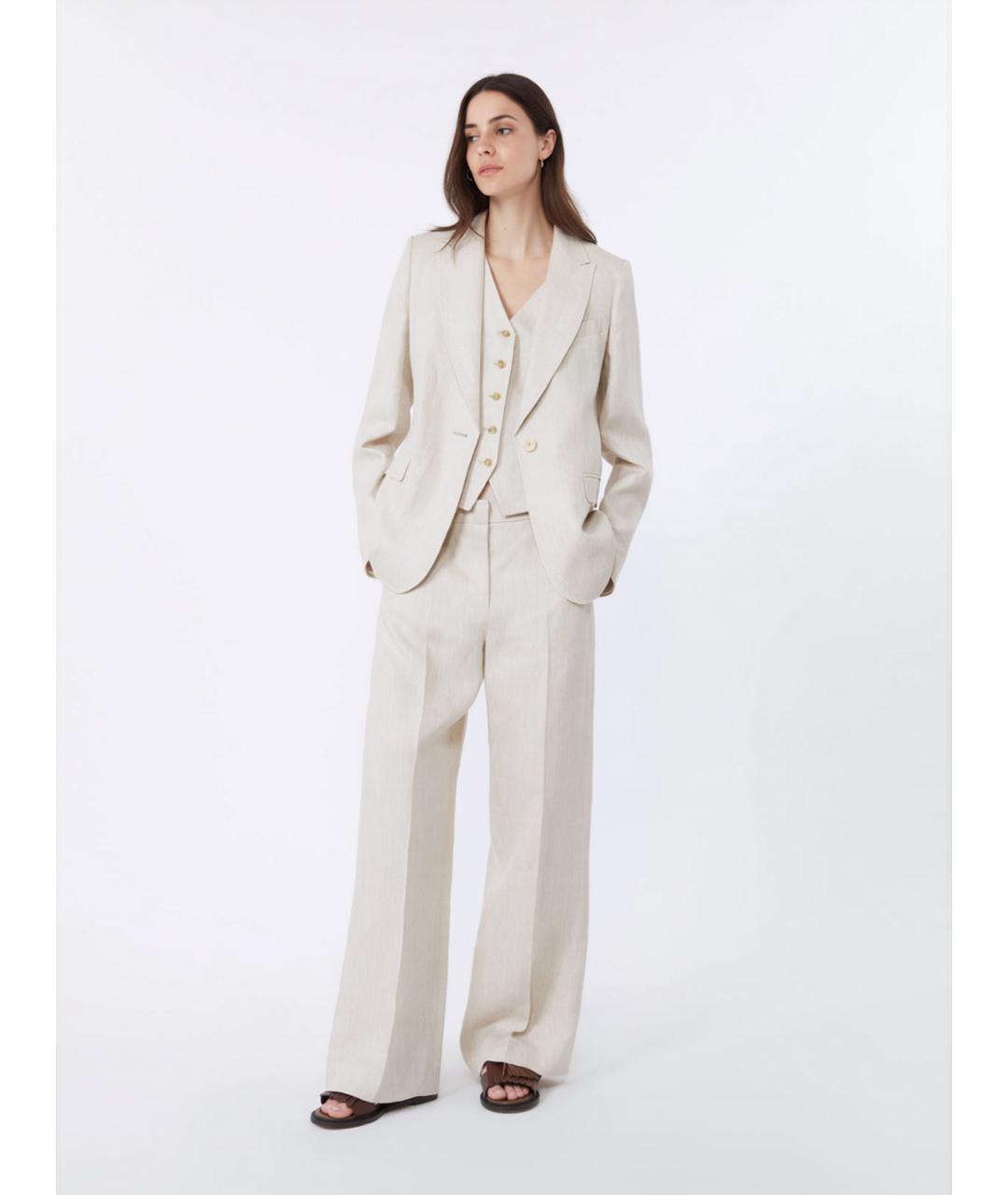 WEEKEND MAX MARA Бежевый льняной жакет/пиджак, фото 2