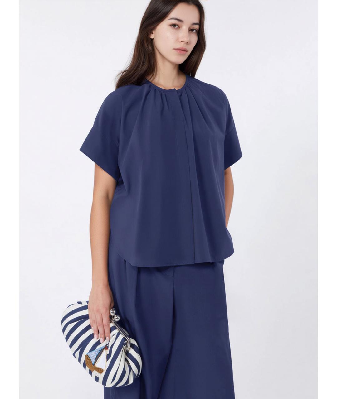 WEEKEND MAX MARA Синяя хлопковая рубашка, фото 4