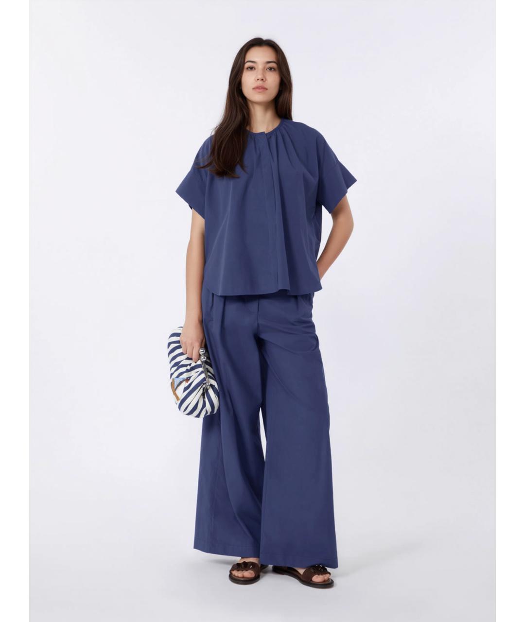 WEEKEND MAX MARA Синяя хлопковая рубашка, фото 2