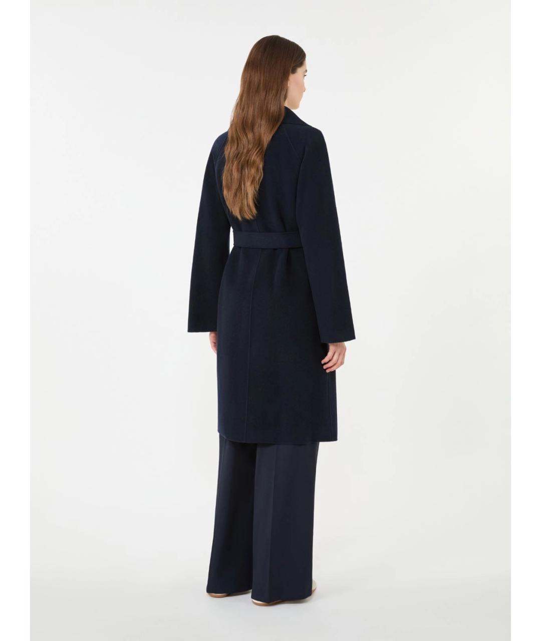 WEEKEND MAX MARA Темно-синее шерстяное пальто, фото 4
