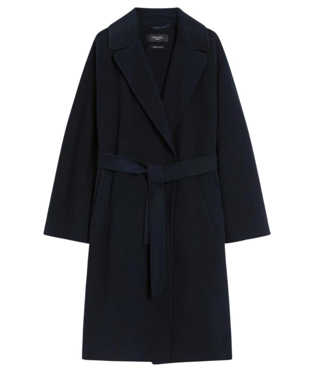 WEEKEND MAX MARA Темно-синее шерстяное пальто, фото 1