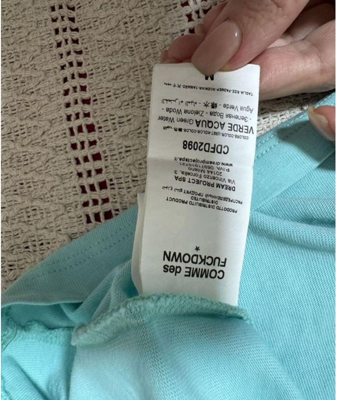 COMME DES GARÇONS Бирюзовая хлопковая футболка, фото 3