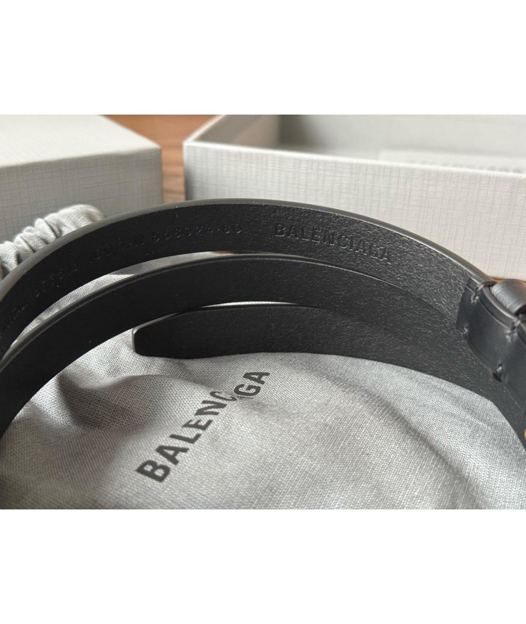 BALENCIAGA Черный кожаный ремень, фото 3