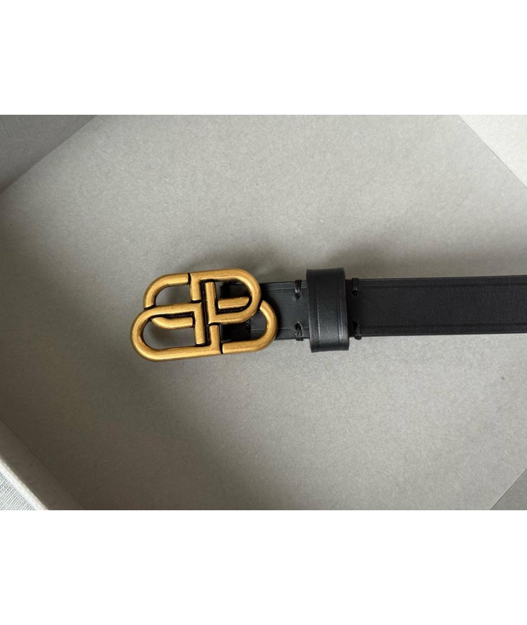 BALENCIAGA Черный кожаный ремень, фото 2