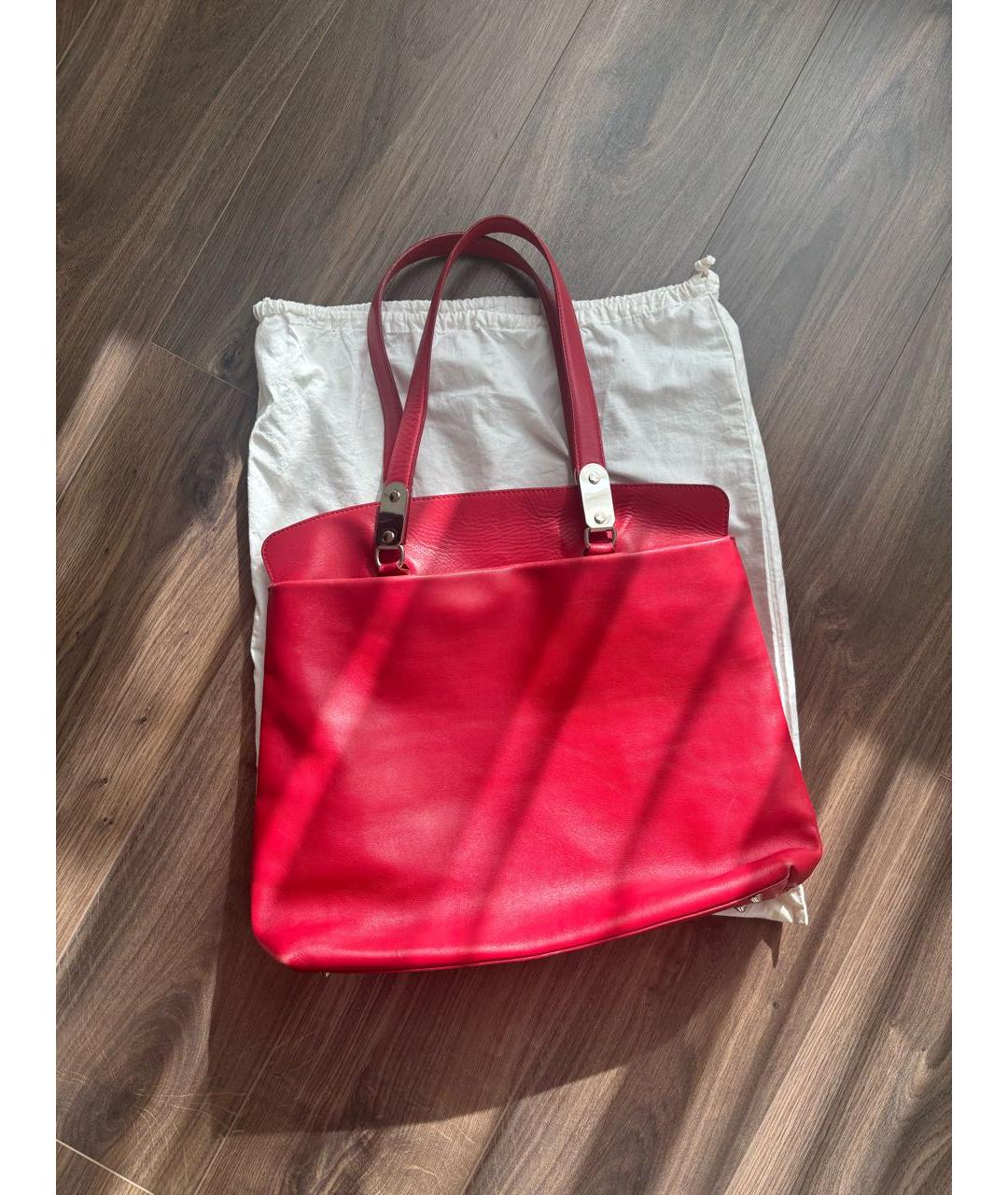 MAISON MARGIELA Красная кожаная сумка тоут, фото 3