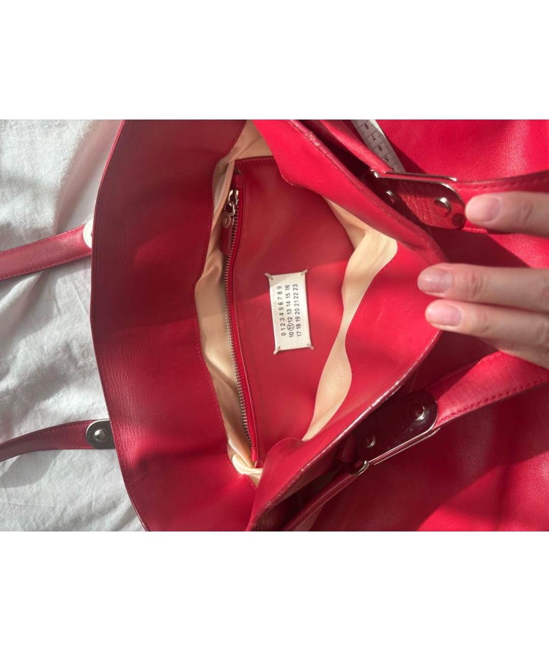 MAISON MARGIELA Красная кожаная сумка тоут, фото 4