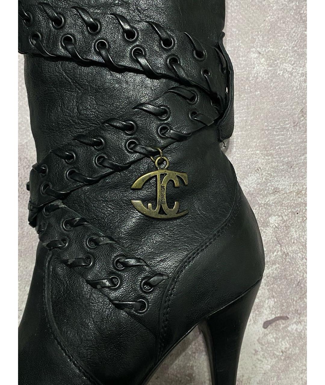 JUST CAVALLI Черные кожаные сапоги, фото 3