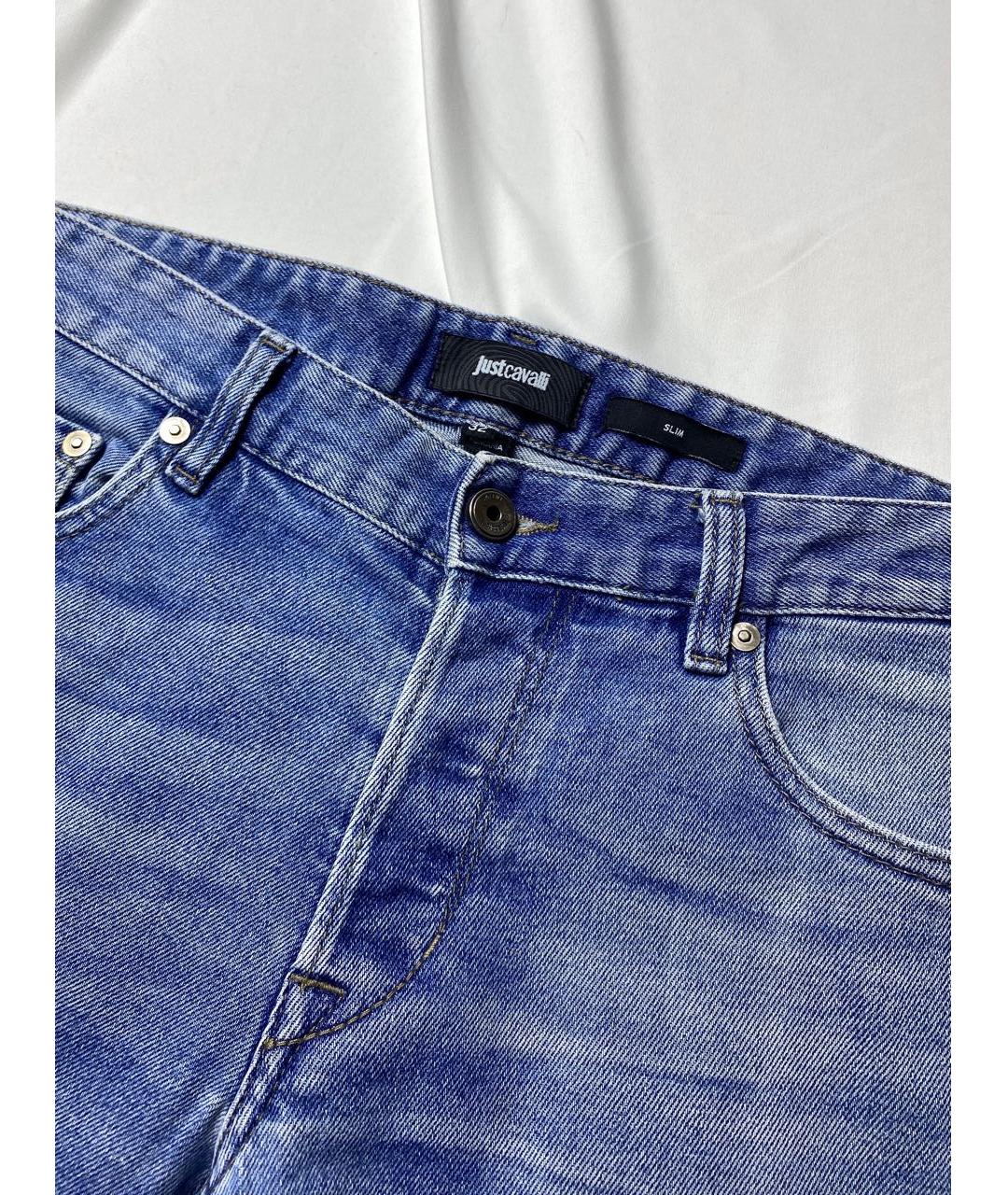 JUST CAVALLI Синие хлопко-эластановые джинсы скинни, фото 3