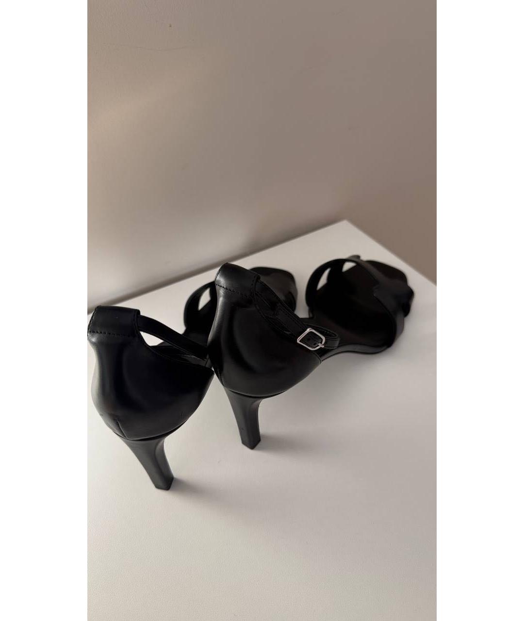 HERMES Черные кожаные босоножки, фото 4