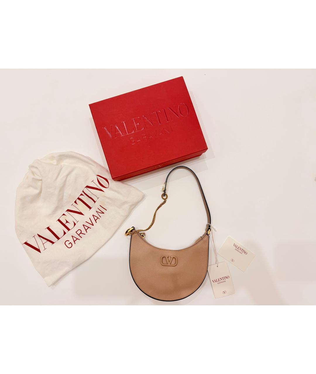 VALENTINO Бежевая кожаная сумка через плечо, фото 4