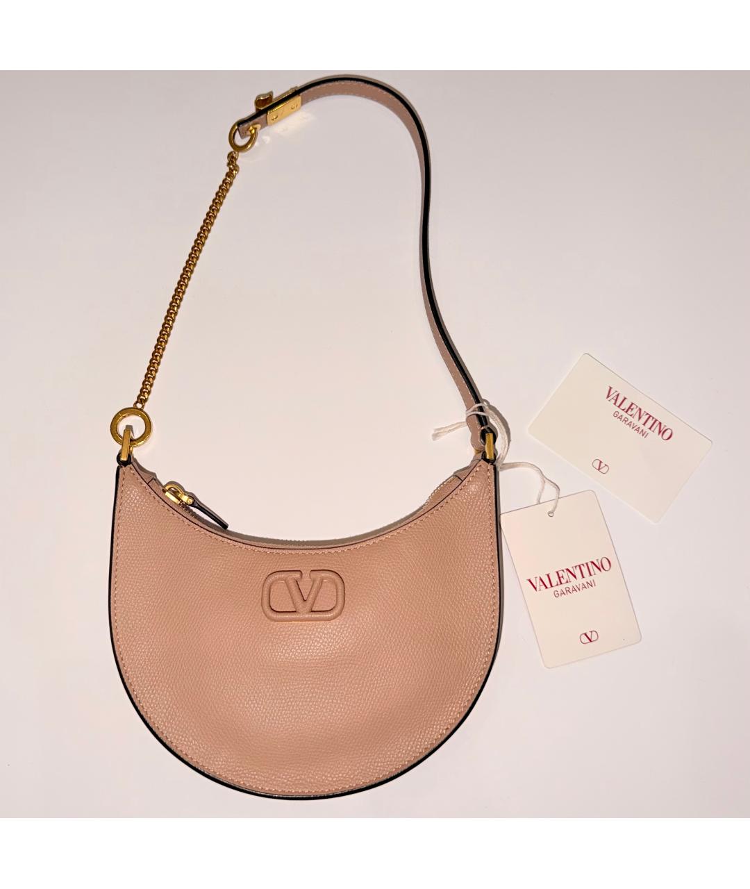 VALENTINO Бежевая кожаная сумка через плечо, фото 6