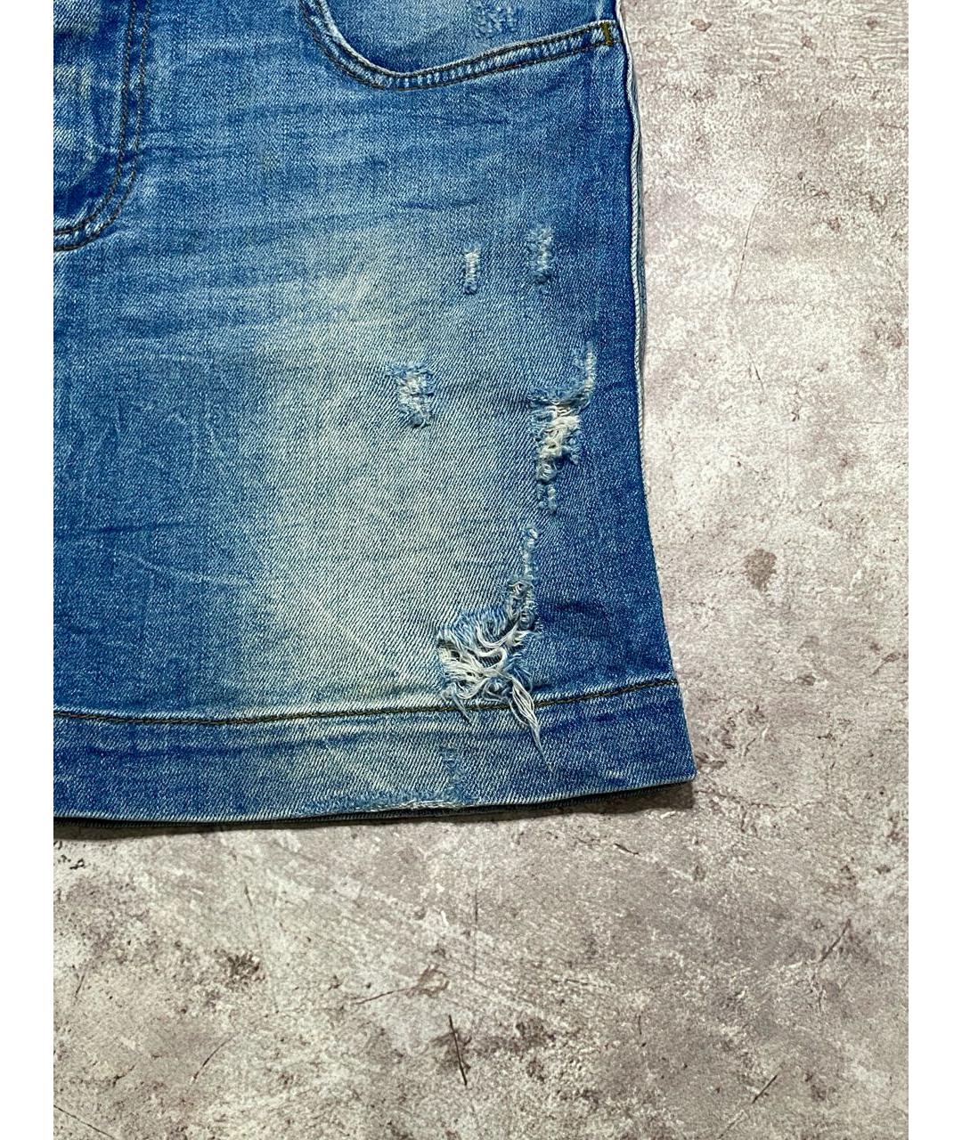 DOLCE&GABBANA Синяя хлопко-эластановая юбка мини, фото 4