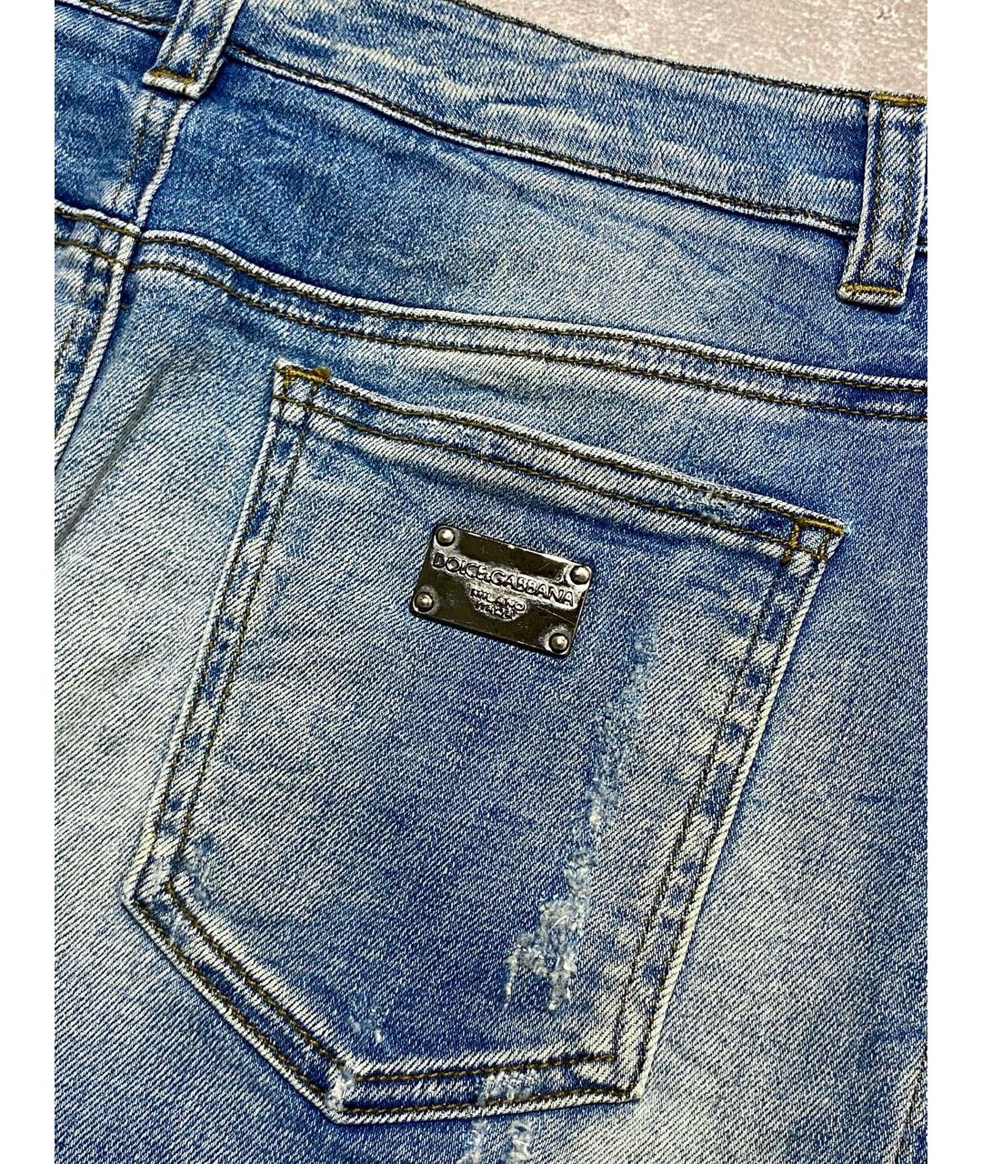 DOLCE&GABBANA Синяя хлопко-эластановая юбка мини, фото 6