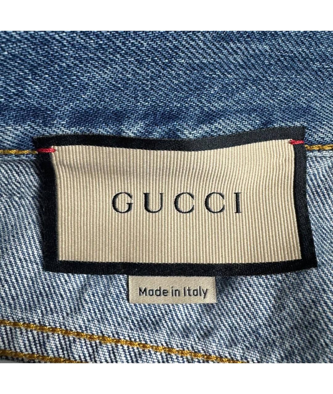 GUCCI Синие хлопковые прямые джинсы, фото 6