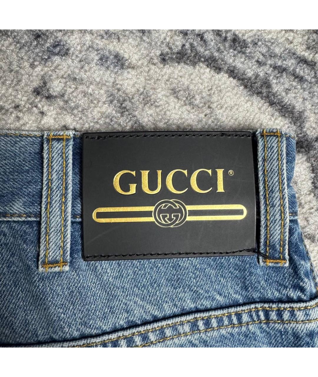 GUCCI Синие хлопковые прямые джинсы, фото 7