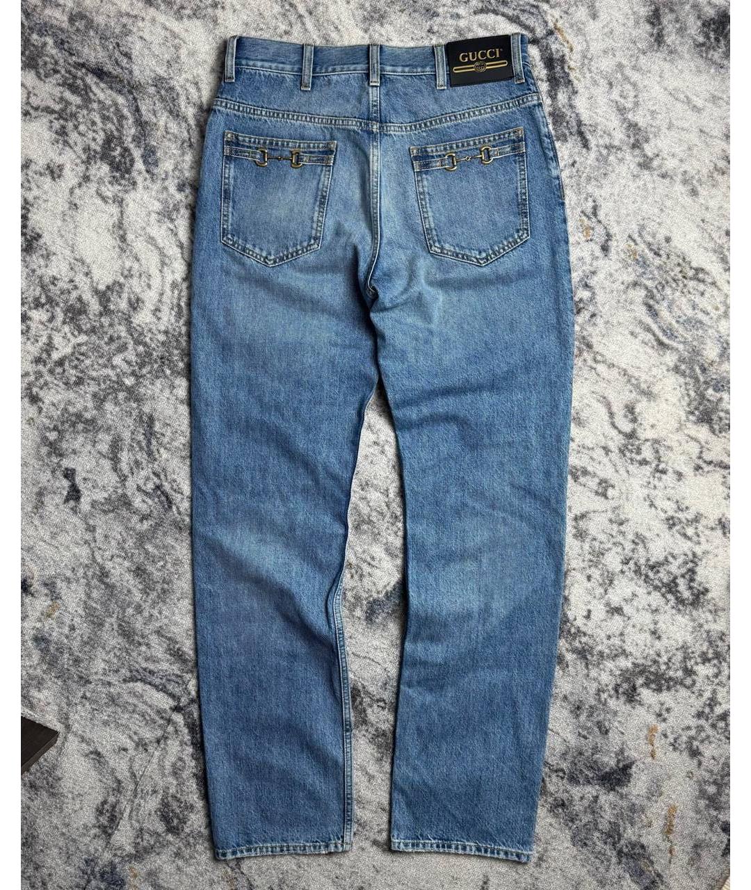 GUCCI Синие хлопковые прямые джинсы, фото 2