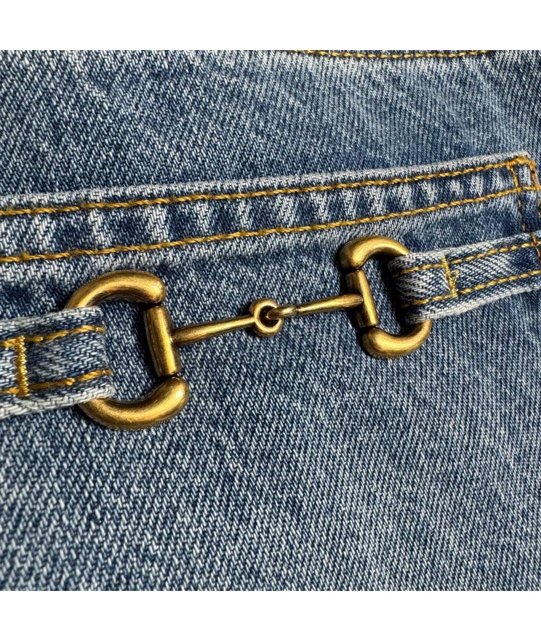 GUCCI Синие хлопковые прямые джинсы, фото 4