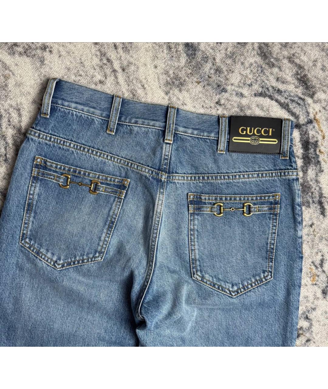 GUCCI Синие хлопковые прямые джинсы, фото 3