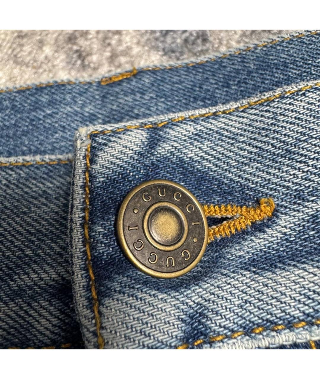 GUCCI Синие хлопковые прямые джинсы, фото 8