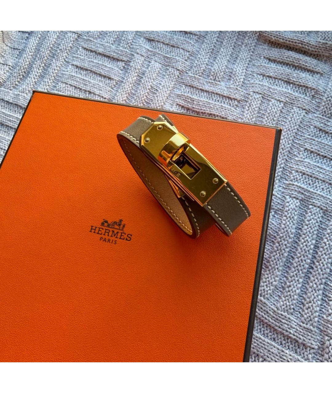 HERMES Бежевый кожаный браслет, фото 2
