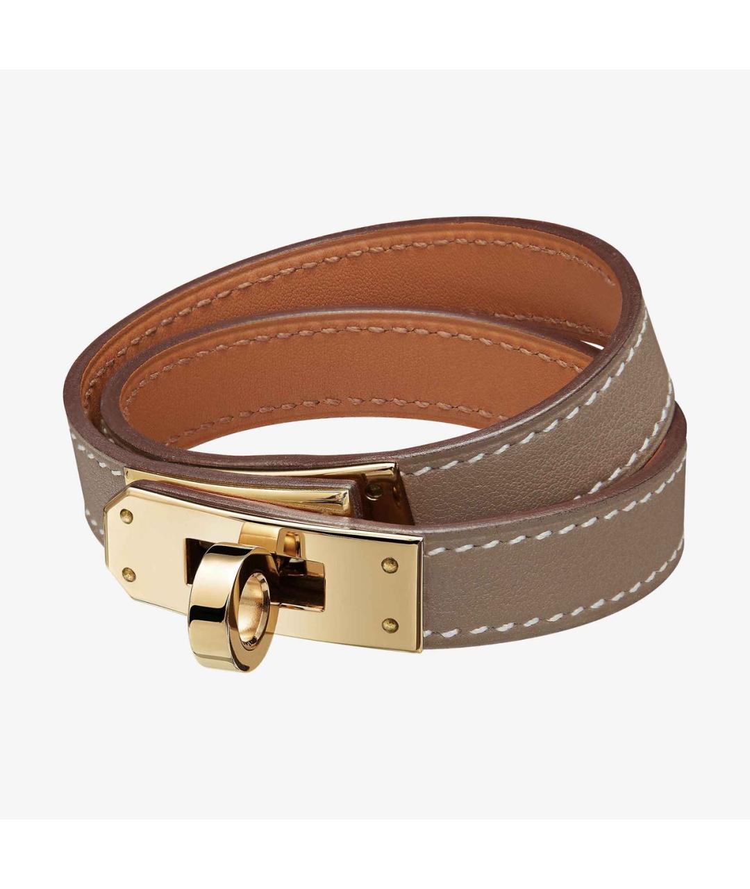 HERMES Бежевый кожаный браслет, фото 9