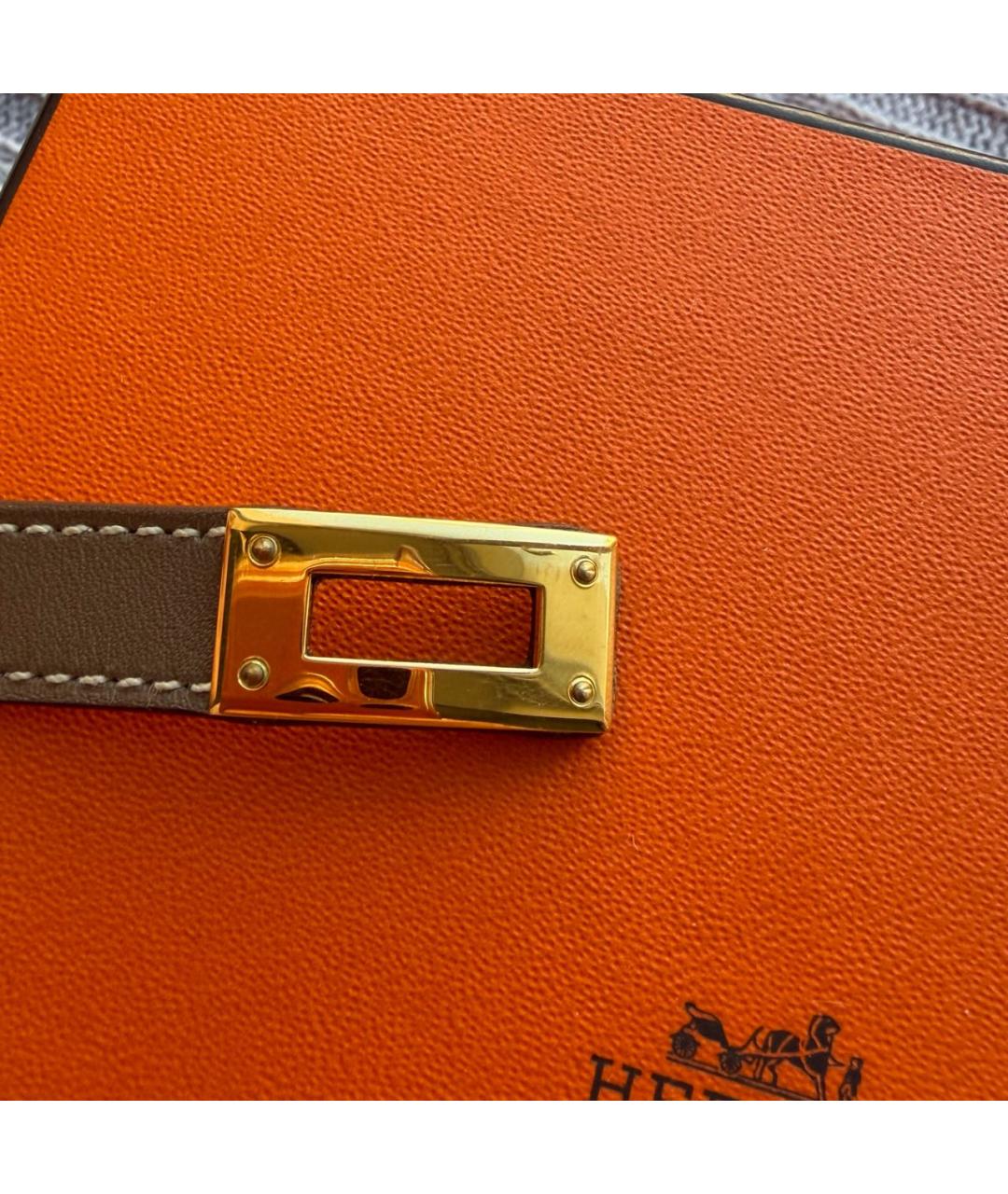 HERMES Бежевый кожаный браслет, фото 5