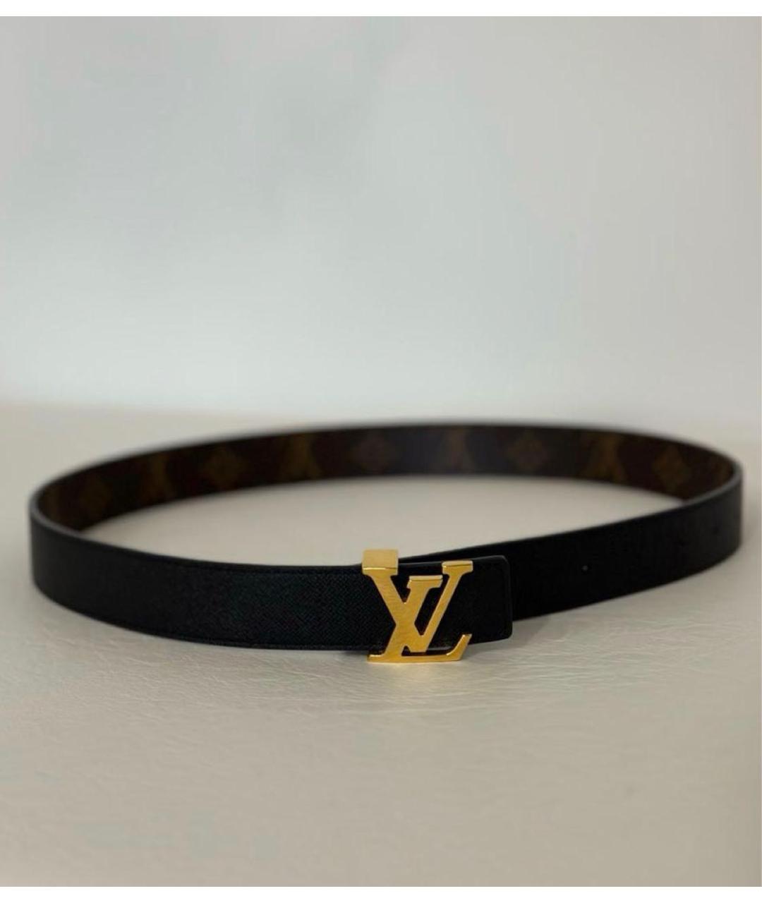 LOUIS VUITTON Черный кожаный ремень, фото 5