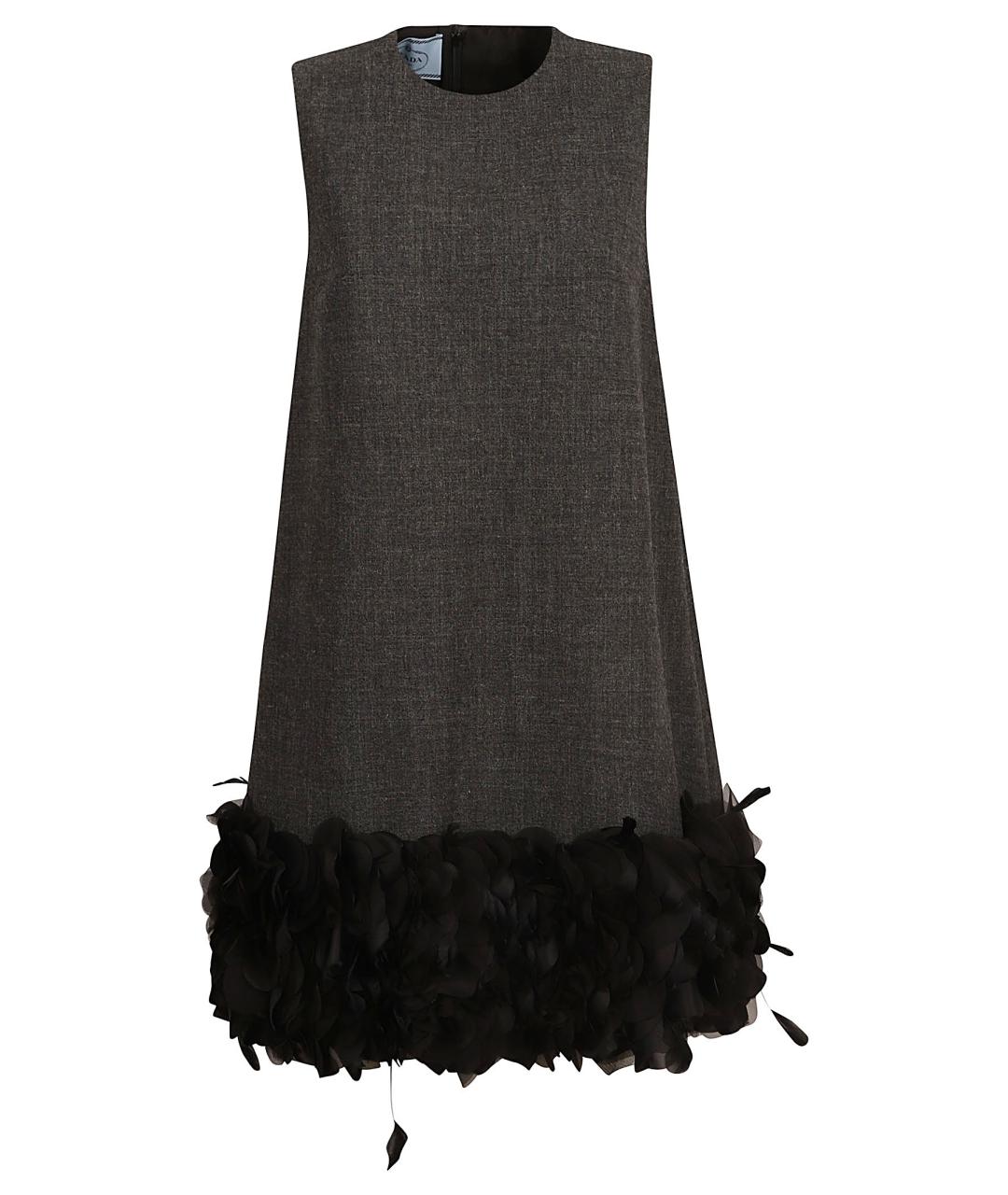 PRADA Серое шерстяное вечернее платье, фото 1