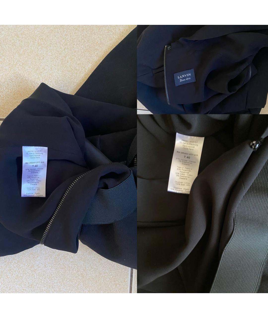 LANVIN Черное вискозное повседневное платье, фото 7