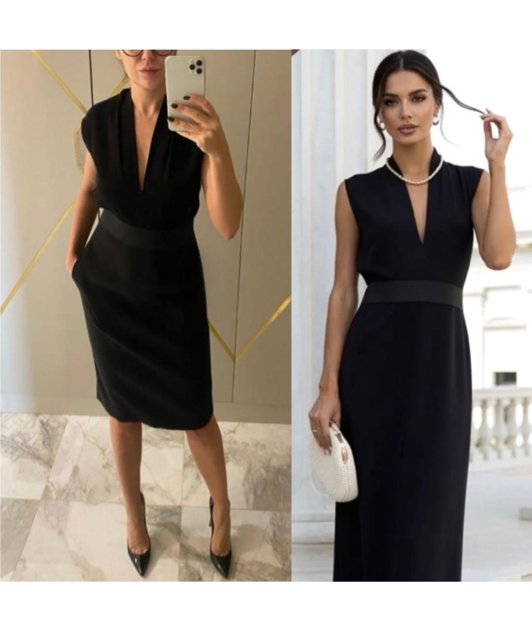 LANVIN Черное вискозное повседневное платье, фото 5